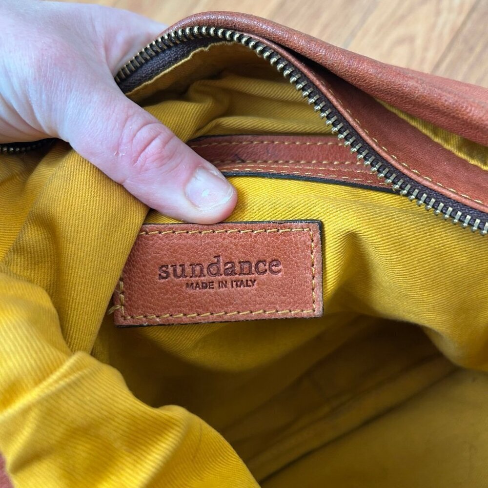 Leather Hobo Shoulder Bag - Rust Orange - Picture 6 of 11